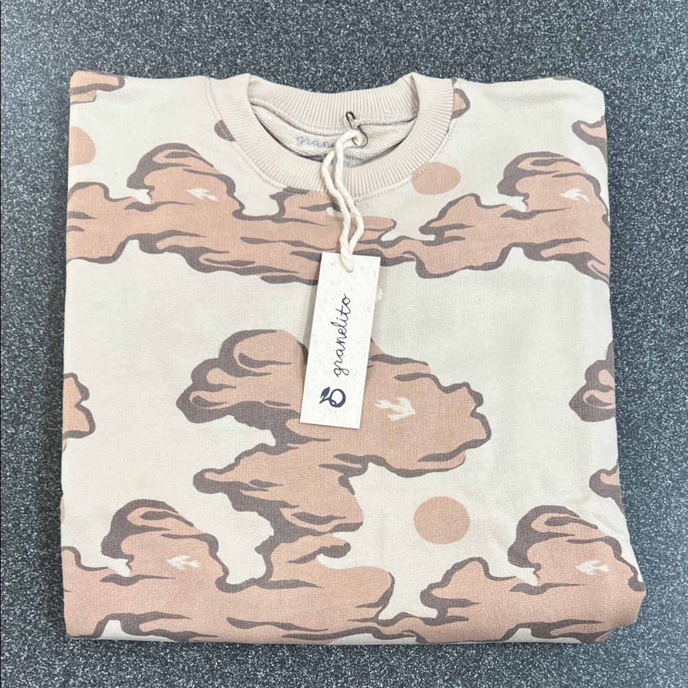 Playful Cloud Print Kids Sweatshirt - Beige and Brown